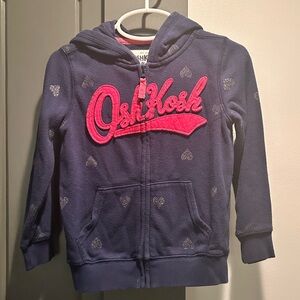 OshKosh B'gosh Navy Zip Up Hoodie with Pink Logo